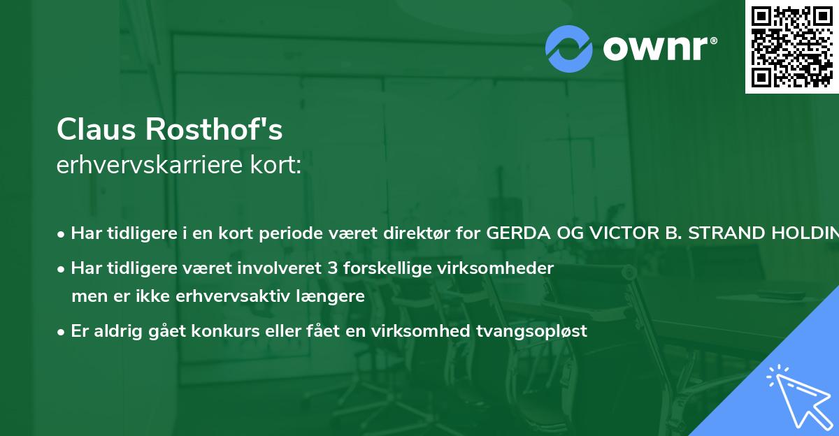 Claus Rosthof's erhvervskarriere kort