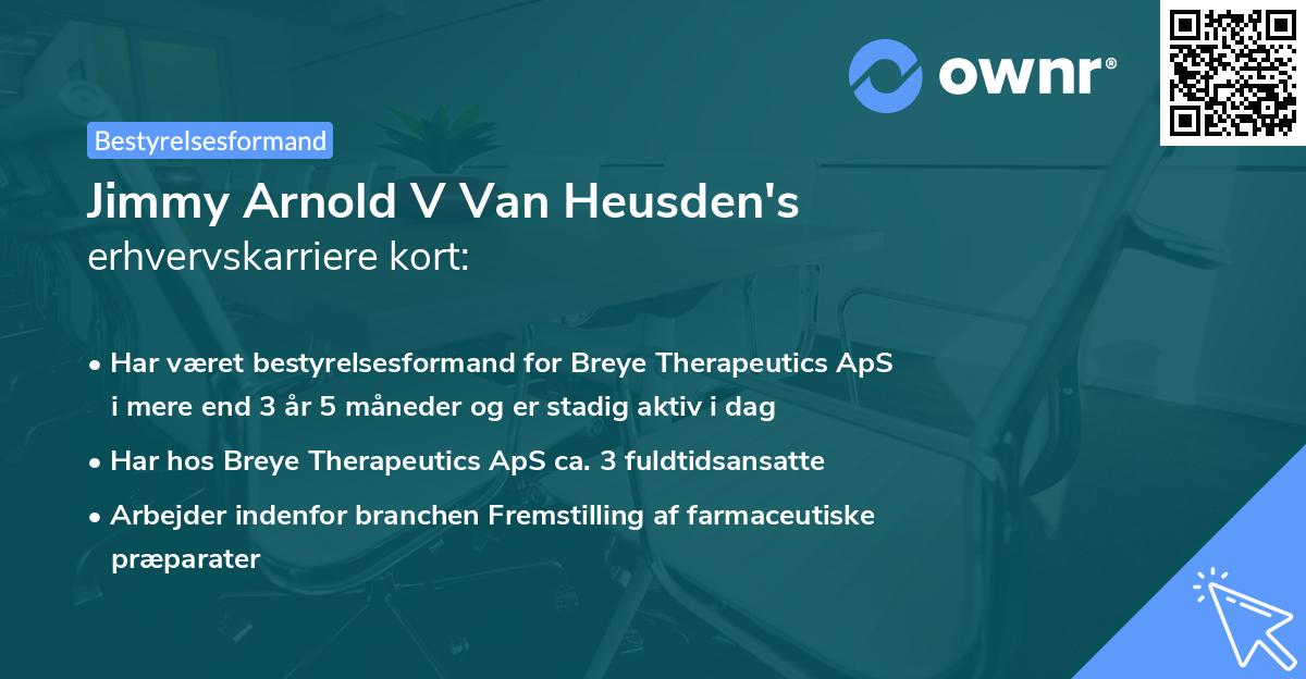 Jimmy Arnold V Van Heusden's erhvervskarriere kort