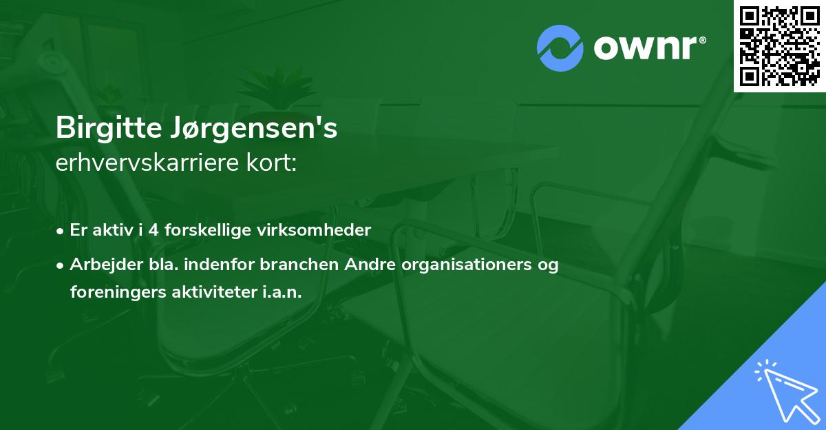 Birgitte Jørgensen's erhvervskarriere kort
