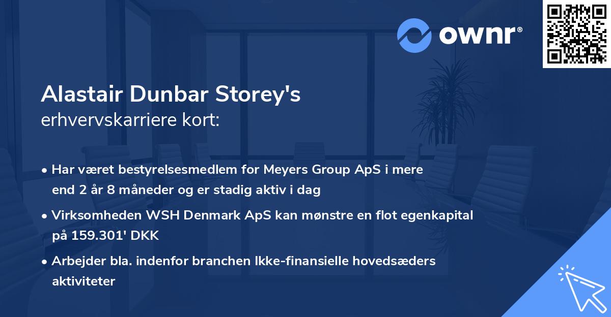 Alastair Dunbar Storey's erhvervskarriere kort