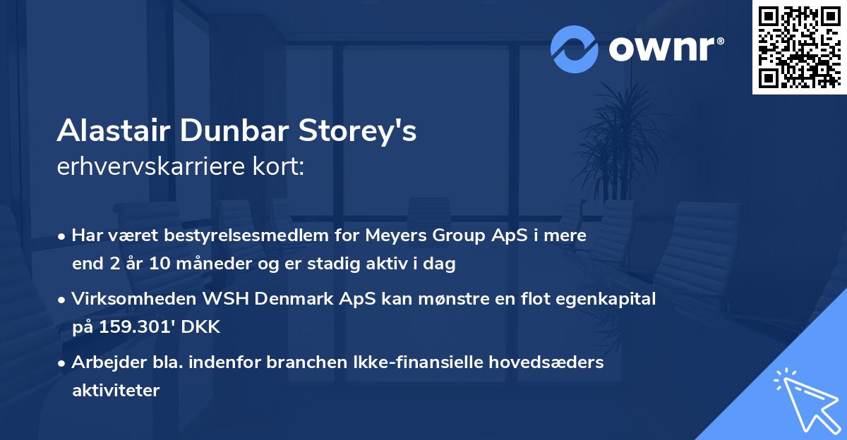 Alastair Dunbar Storey's erhvervskarriere kort