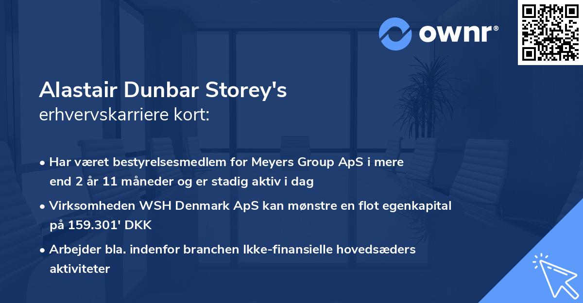 Alastair Dunbar Storey's erhvervskarriere kort