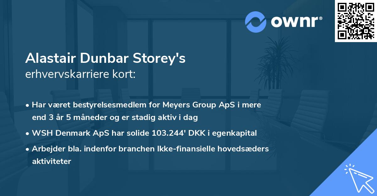 Alastair Dunbar Storey's erhvervskarriere kort