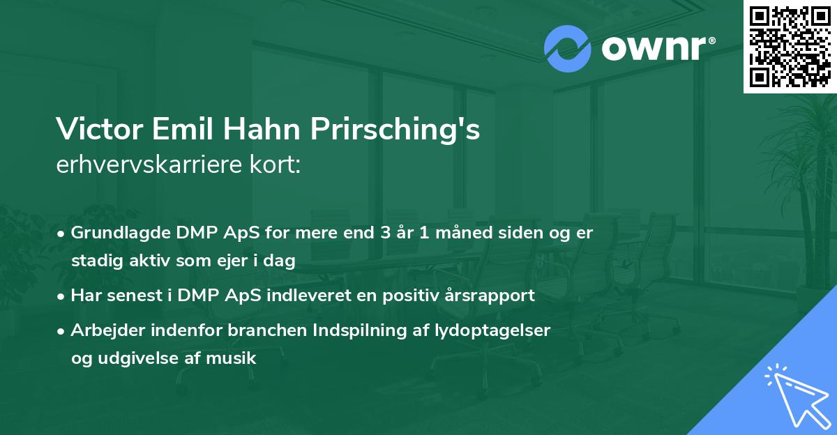 Victor Emil Hahn Prirsching's erhvervskarriere kort