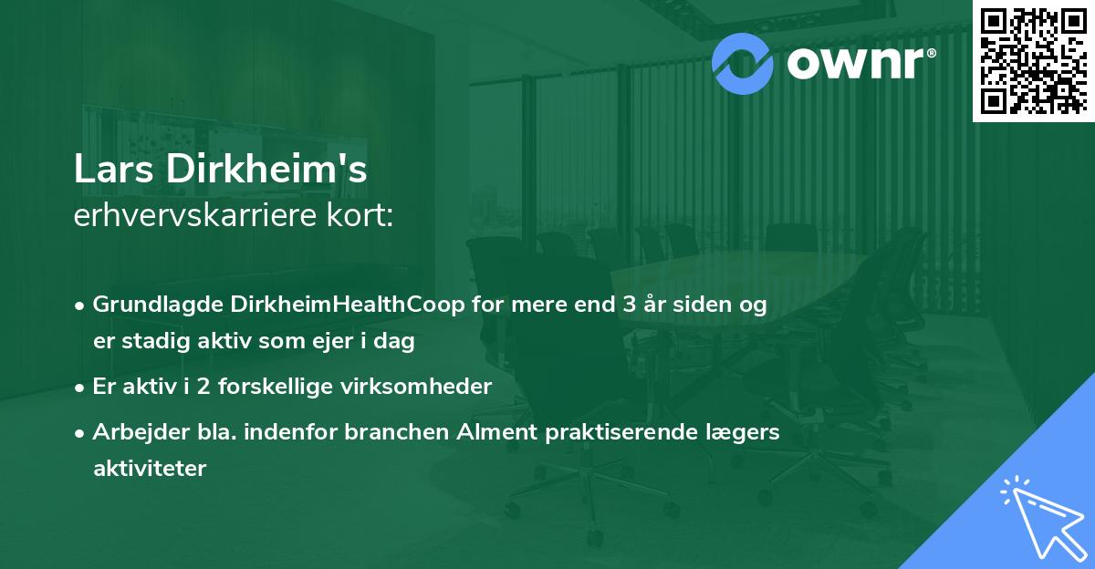 Lars Dirkheim's erhvervskarriere kort