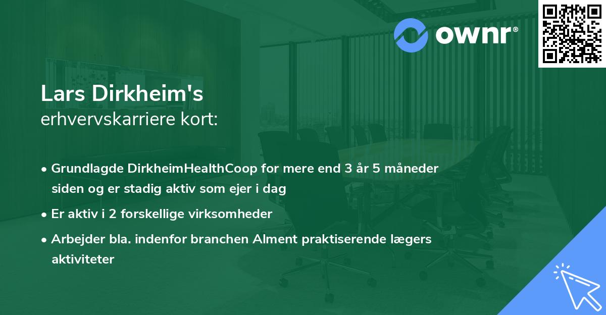 Lars Dirkheim's erhvervskarriere kort