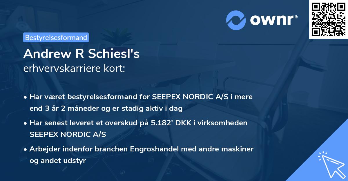 Andrew R Schiesl's erhvervskarriere kort