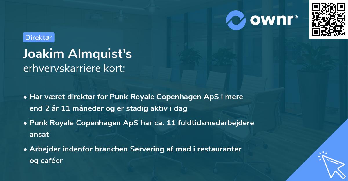 Joakim Almquist's erhvervskarriere kort