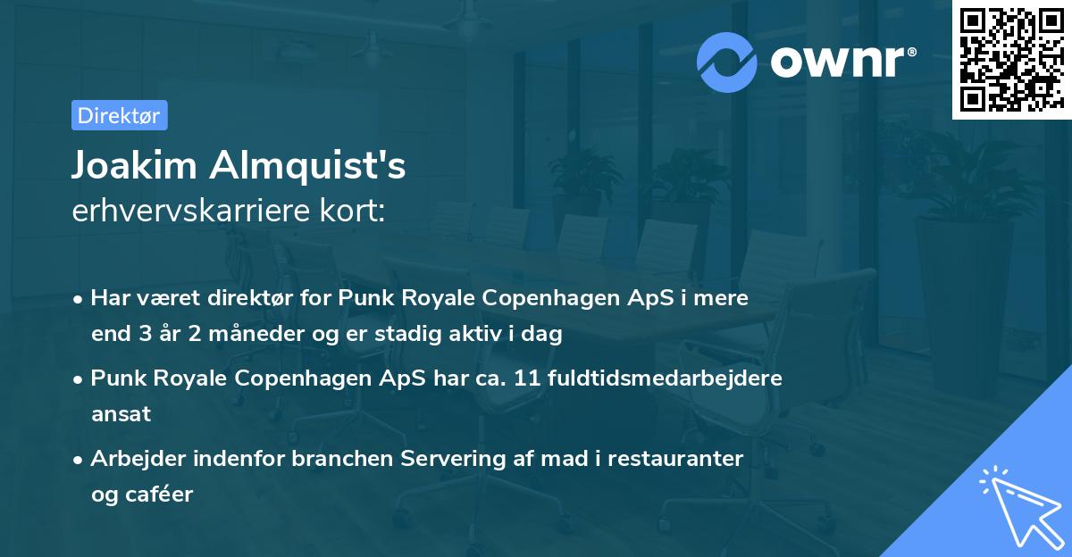 Joakim Almquist's erhvervskarriere kort