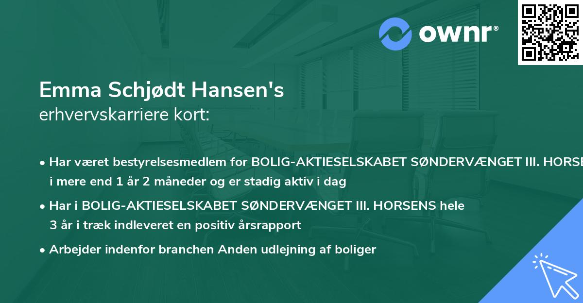 Emma Schjødt Hansen's erhvervskarriere kort