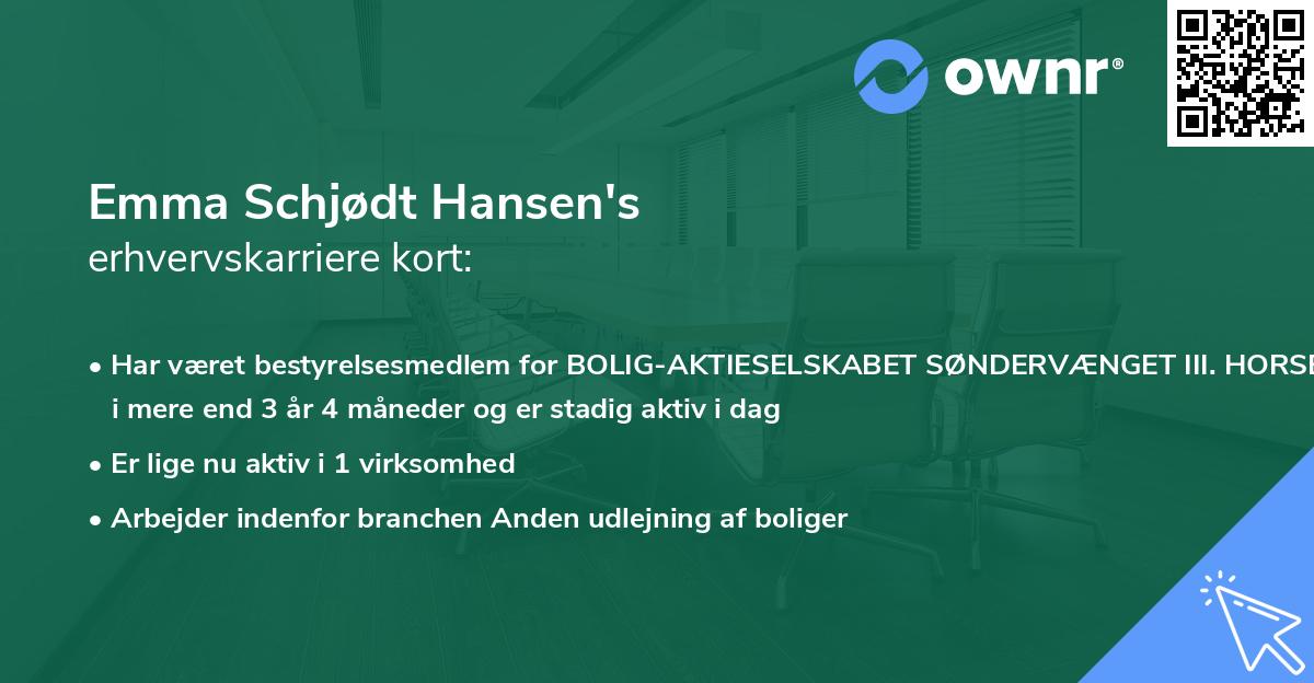 Emma Schjødt Hansen's erhvervskarriere kort