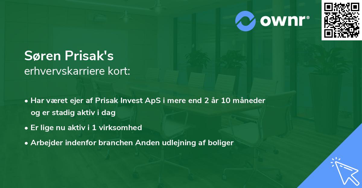 Søren Prisak's erhvervskarriere kort