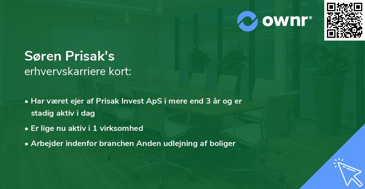 Søren Prisak's erhvervskarriere kort