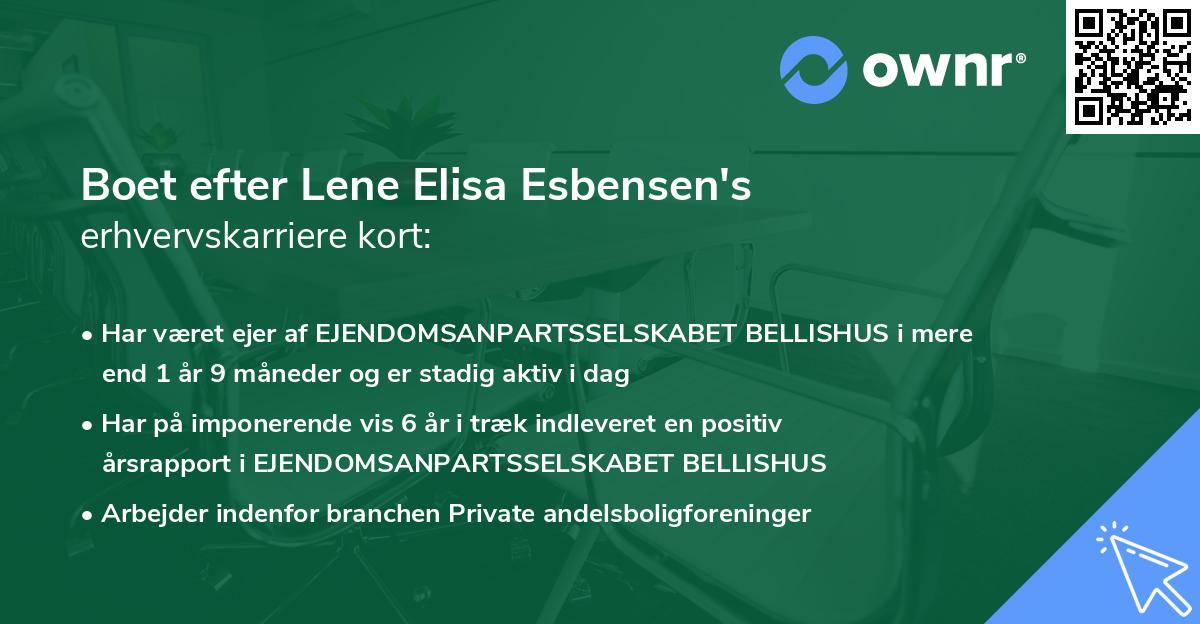 Boet efter Lene Elisa Esbensen's erhvervskarriere kort