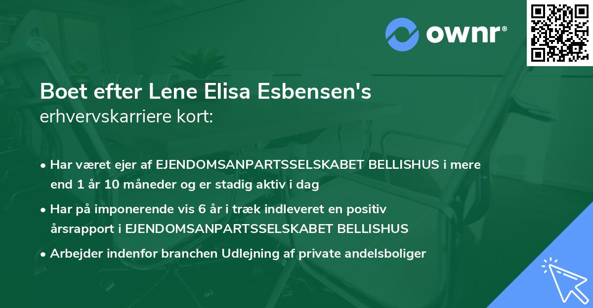 Boet efter Lene Elisa Esbensen's erhvervskarriere kort