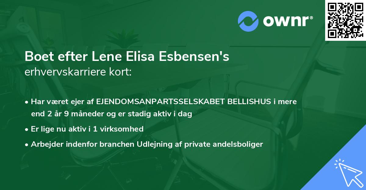 Boet efter Lene Elisa Esbensen's erhvervskarriere kort