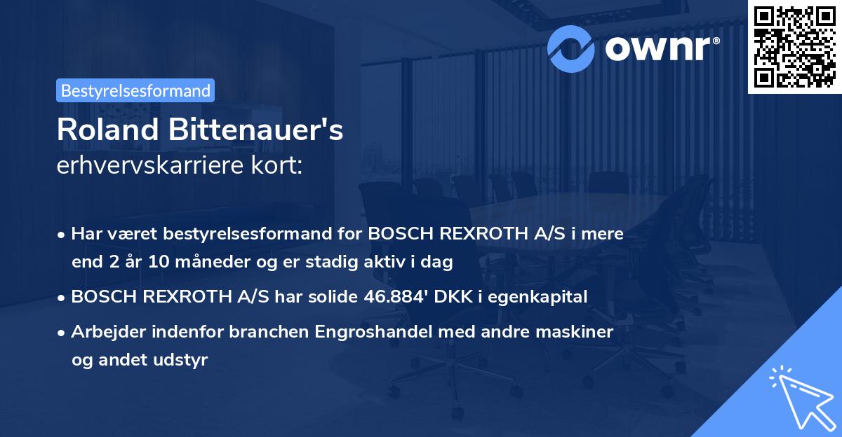 Roland Bittenauer's erhvervskarriere kort