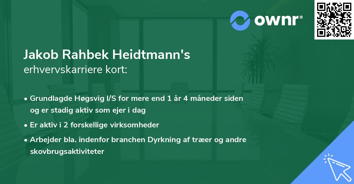Jakob Rahbek Heidtmann's erhvervskarriere kort