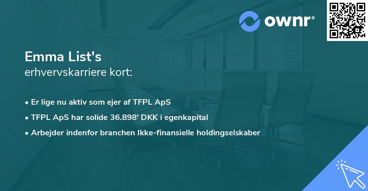 Emma List's erhvervskarriere kort
