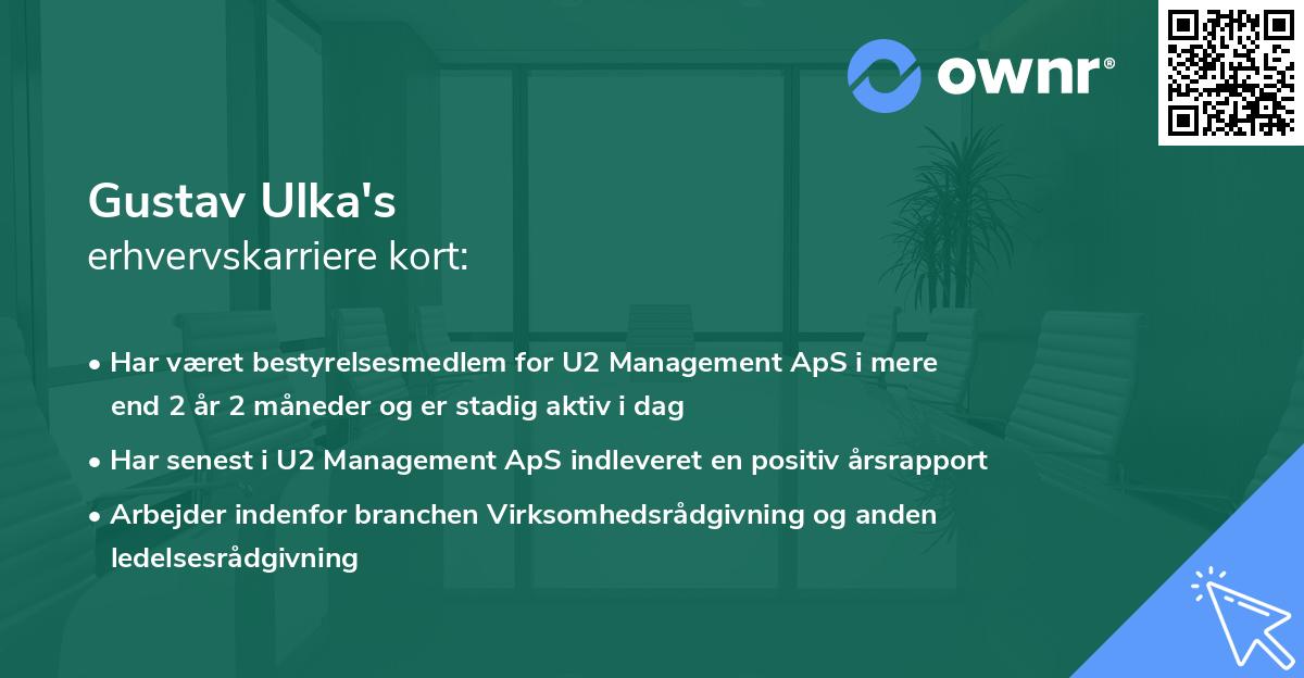 Gustav Ulka's erhvervskarriere kort