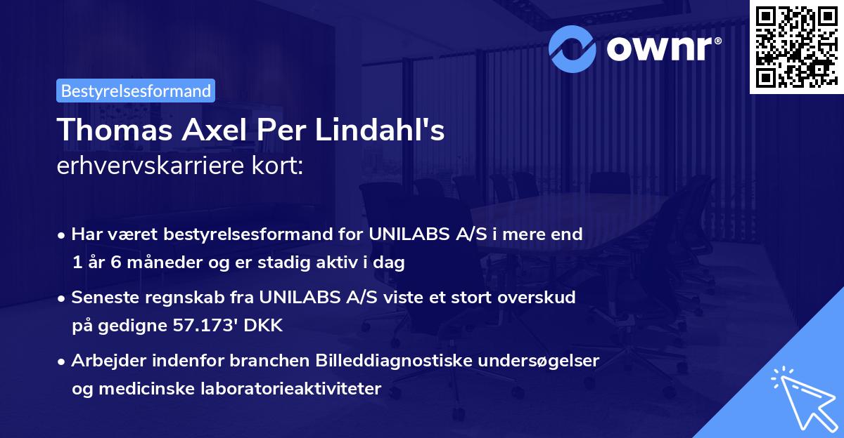 Thomas Axel Per Lindahl's erhvervskarriere kort