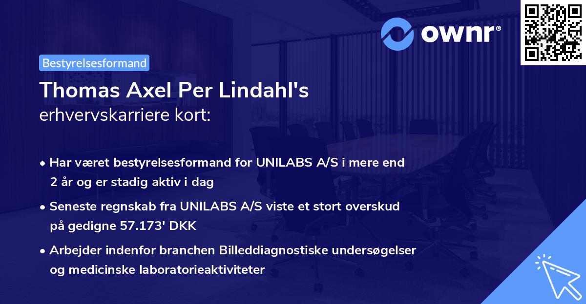 Thomas Axel Per Lindahl's erhvervskarriere kort