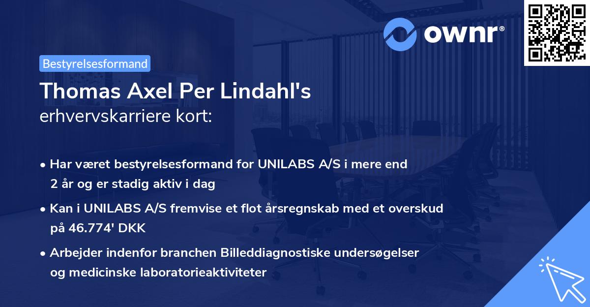 Thomas Axel Per Lindahl's erhvervskarriere kort