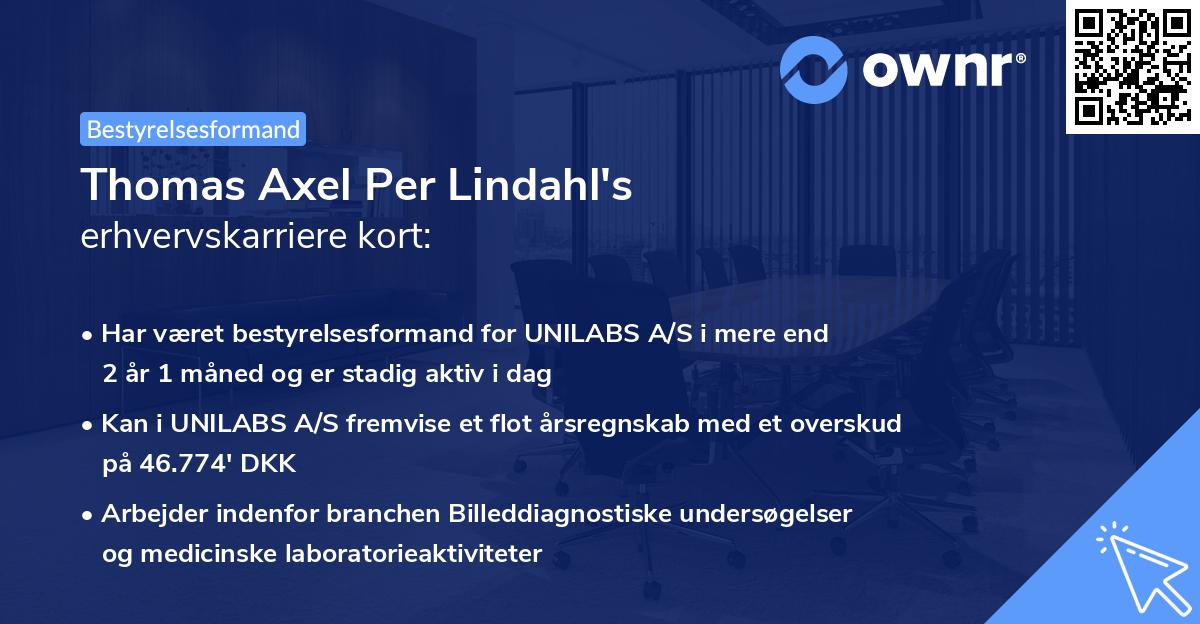 Thomas Axel Per Lindahl's erhvervskarriere kort