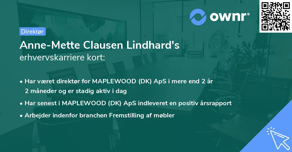 Anne-Mette Clausen Lindhard's erhvervskarriere kort