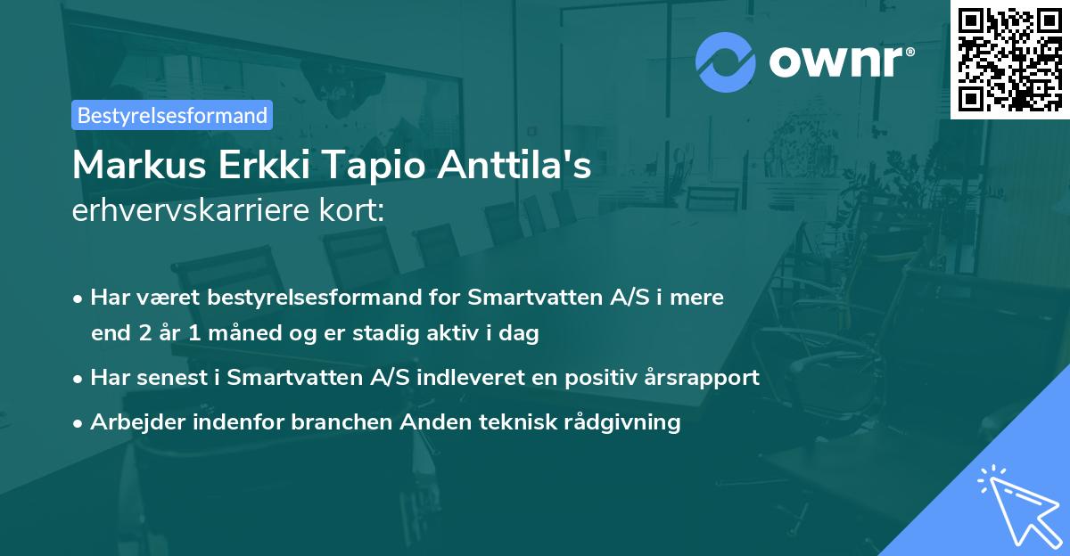 Markus Erkki Tapio Anttila's erhvervskarriere kort