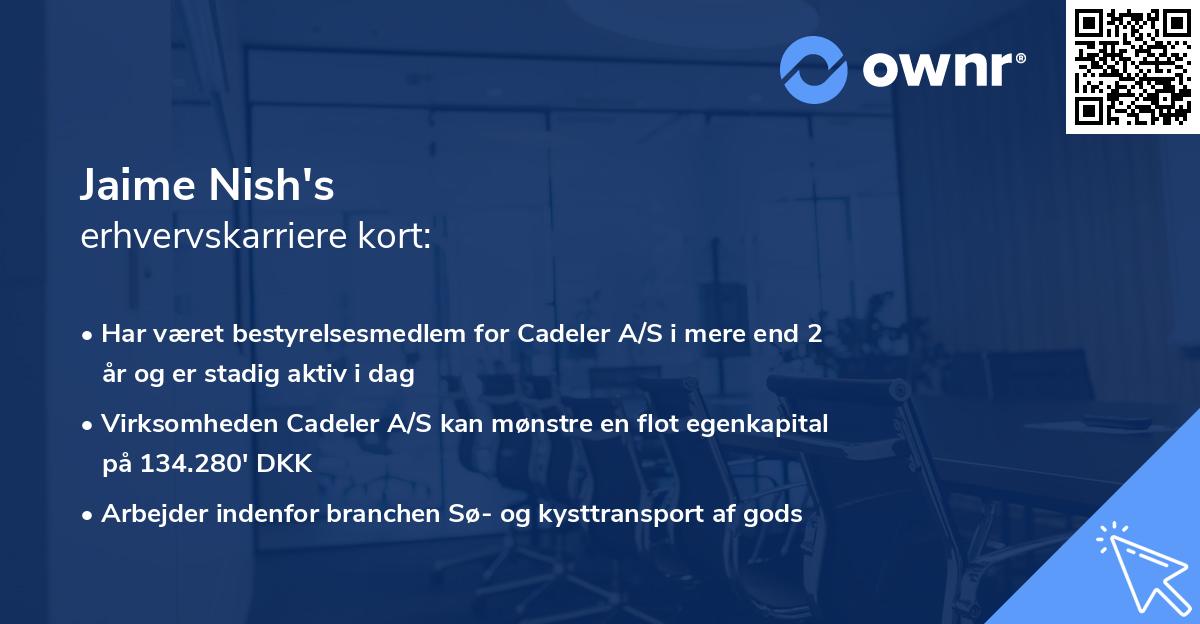 Jaime Nish's erhvervskarriere kort