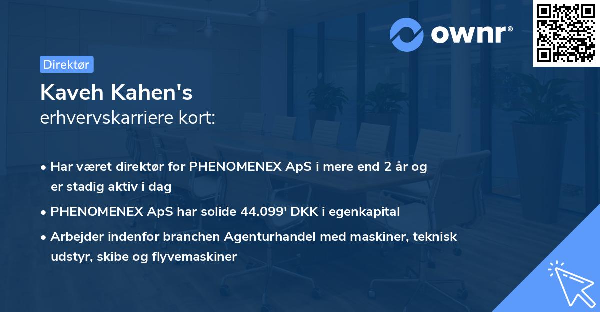 Kaveh Kahen's erhvervskarriere kort