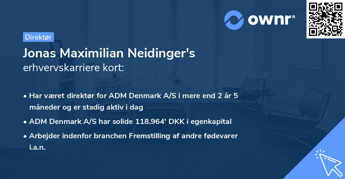 Jonas Maximilian Neidinger's erhvervskarriere kort