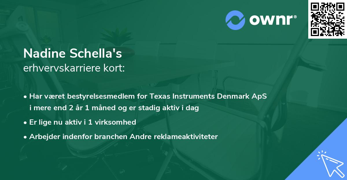 Nadine Schella's erhvervskarriere kort