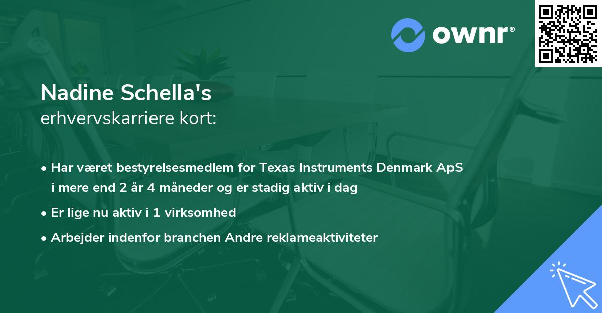 Nadine Schella's erhvervskarriere kort