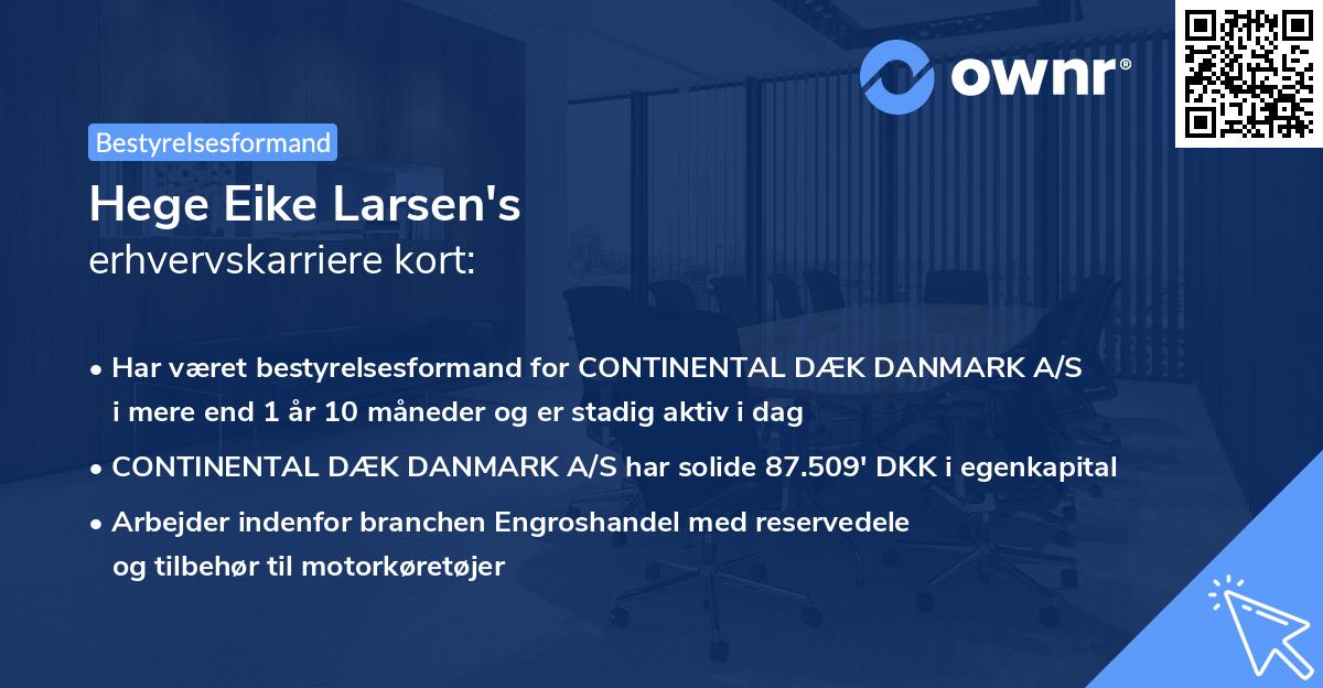 Hege Eike Larsen's erhvervskarriere kort