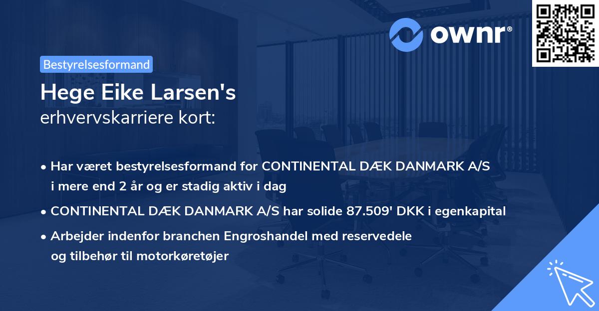 Hege Eike Larsen's erhvervskarriere kort