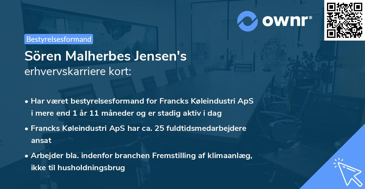 Sören Malherbes Jensen's erhvervskarriere kort