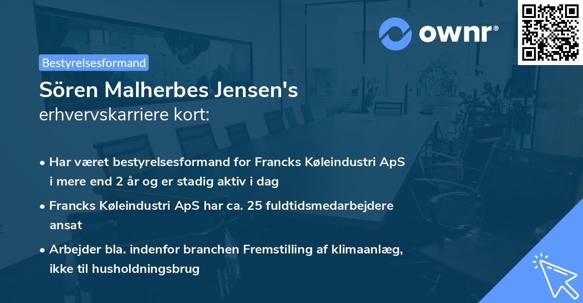 Sören Malherbes Jensen's erhvervskarriere kort