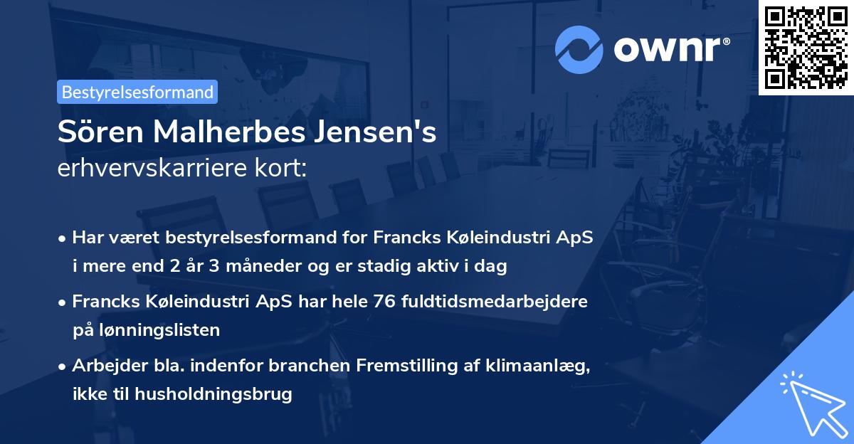 Sören Malherbes Jensen's erhvervskarriere kort