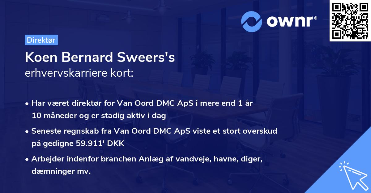 Koen Bernard Sweers's erhvervskarriere kort