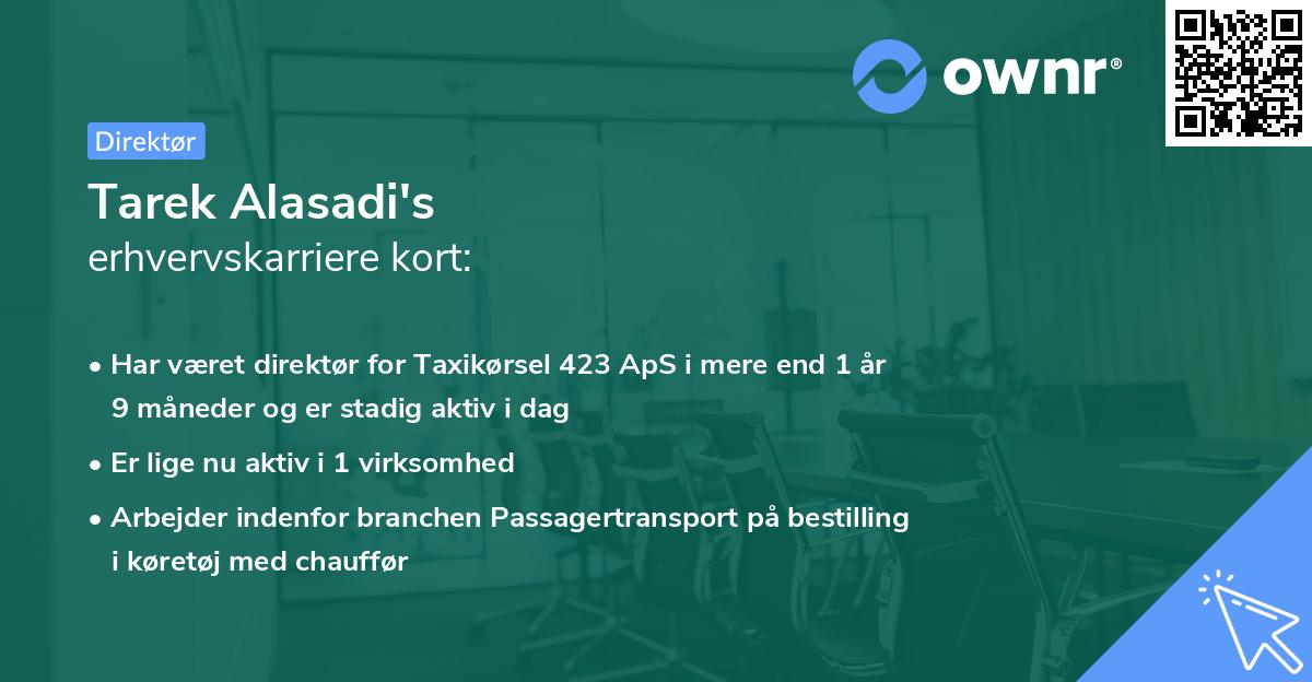 Tarek Alasadi's erhvervskarriere kort