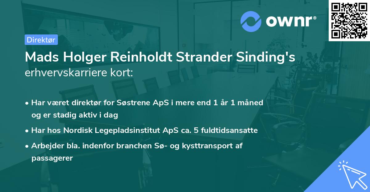 Mads Holger Reinholdt Strander Sinding's erhvervskarriere kort