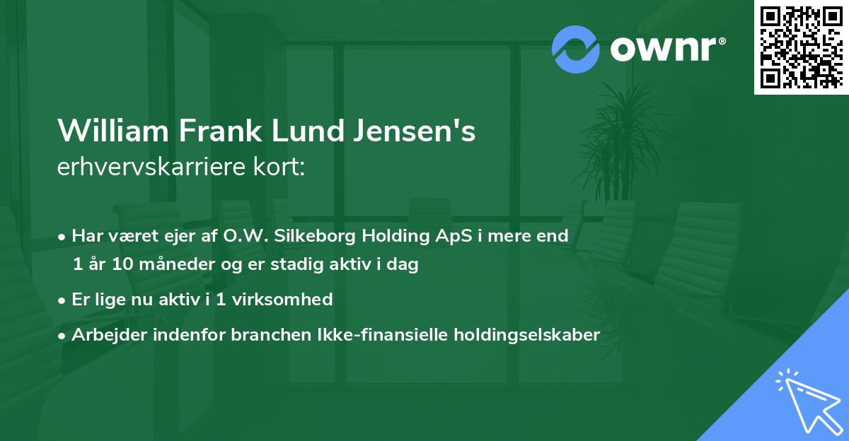 William Frank Lund Jensen's erhvervskarriere kort