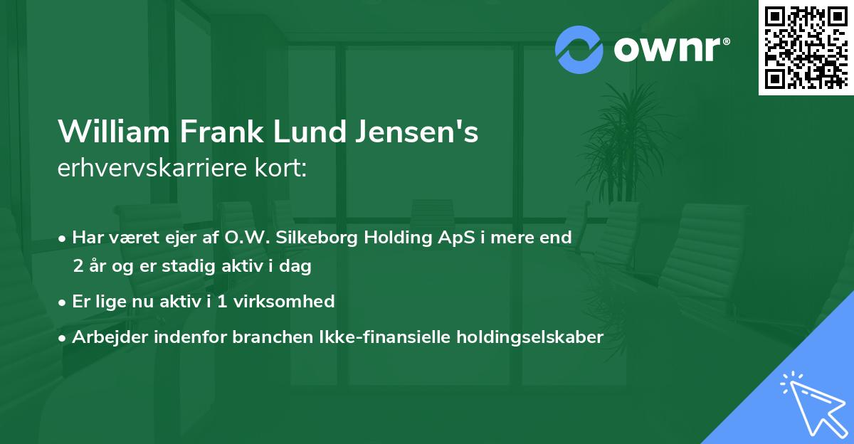 William Frank Lund Jensen's erhvervskarriere kort