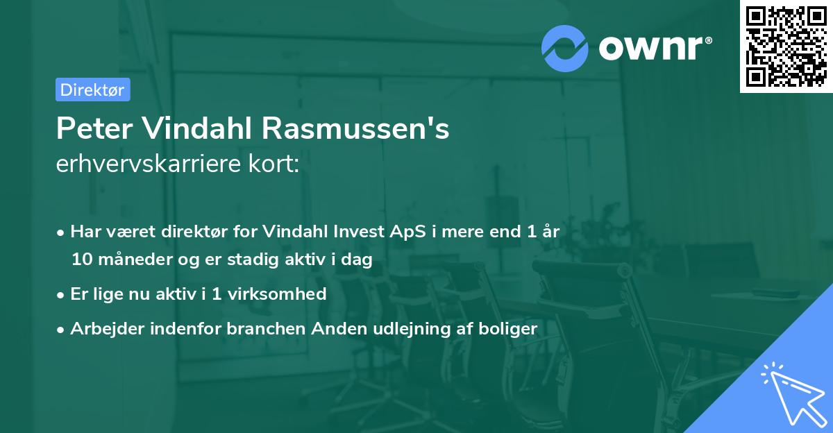 Peter Vindahl Rasmussen's erhvervskarriere kort
