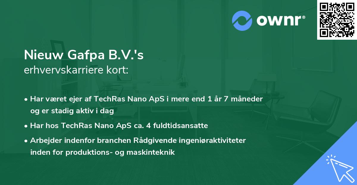 Nieuw Gafpa B.V.'s erhvervskarriere kort