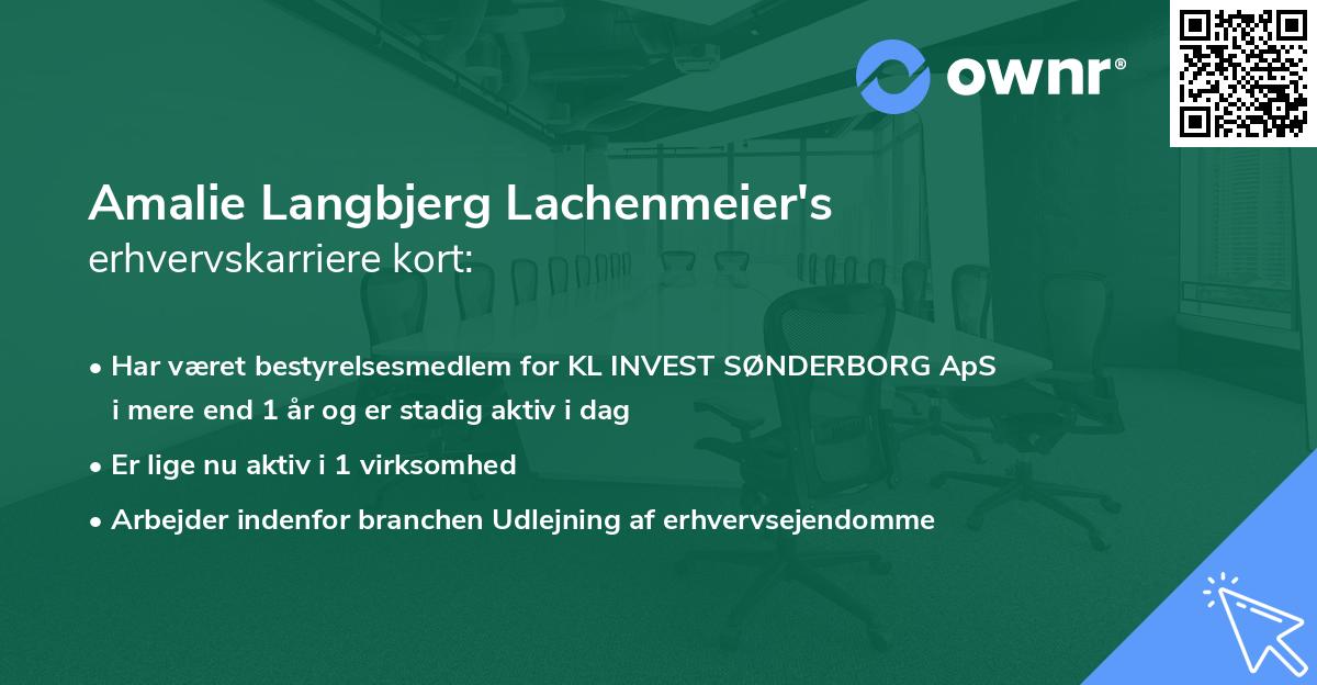 Amalie Langbjerg Lachenmeier's erhvervskarriere kort