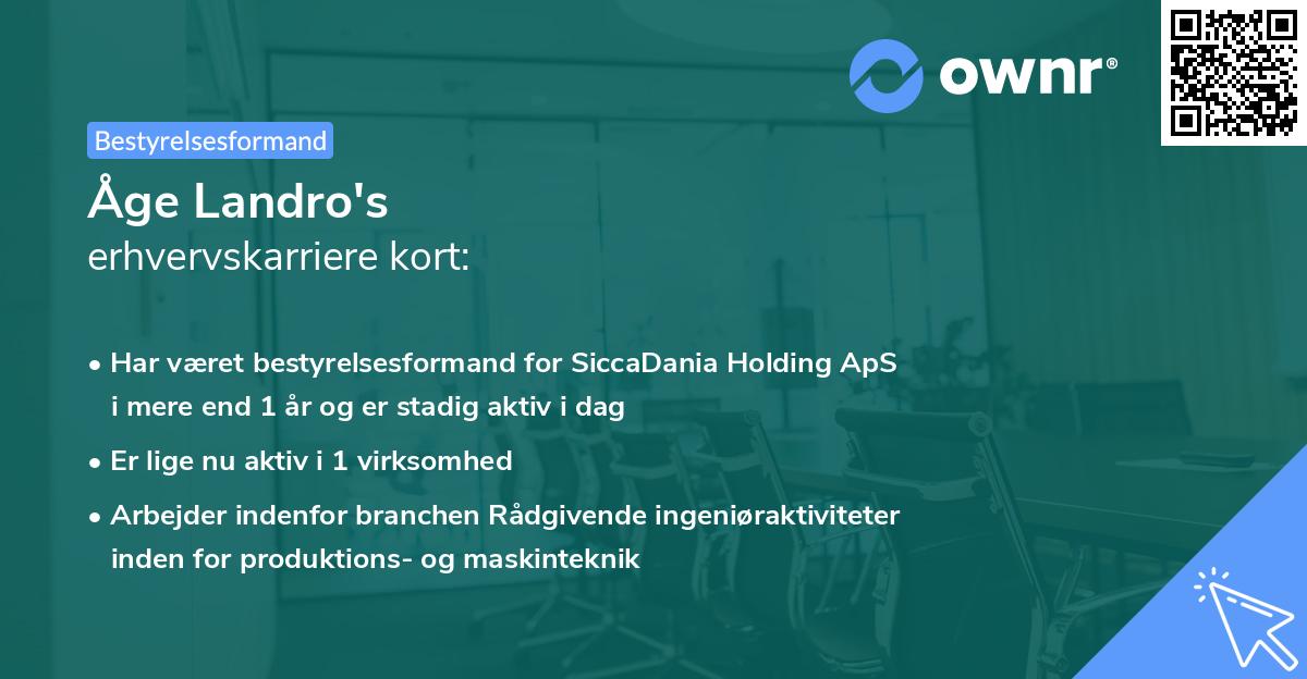 Åge Landro's erhvervskarriere kort