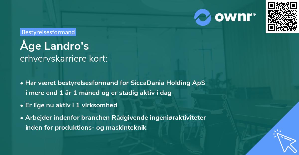 Åge Landro's erhvervskarriere kort